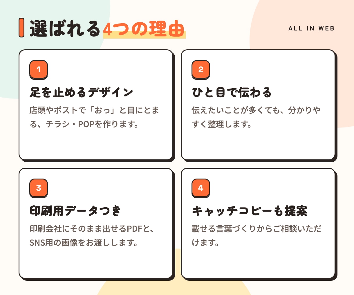 お客様が集まる、チラシ・POPを作ります POP5,000円〜｜チラシ片面・両面OK｜印刷データ付き イメージ2