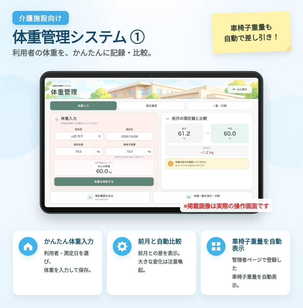 介護施設向け業務支援システムを導入します 施設内で完結・必要な機能だけ追加できるシステム イメージ2