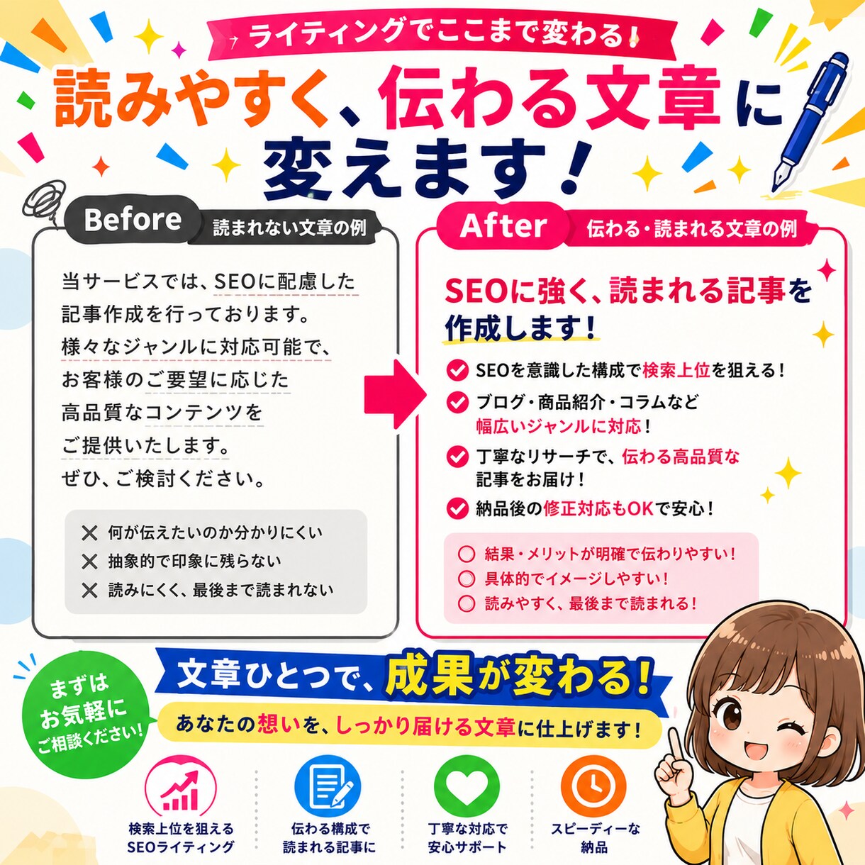 検索上位を狙う！SEO対策済のWeb記事を書きます 構成から執筆まで丸投げOK✩質の高い記事を納品します！ イメージ3
