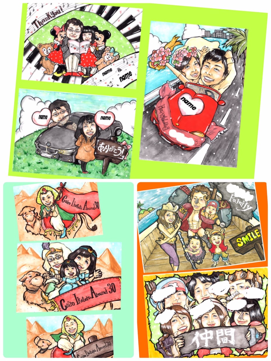 お祝いの場面にピッタリな似顔絵をお届けいたします 誕生日、結婚式、結婚記念日、還暦祝い、入学卒業祝い イメージ3