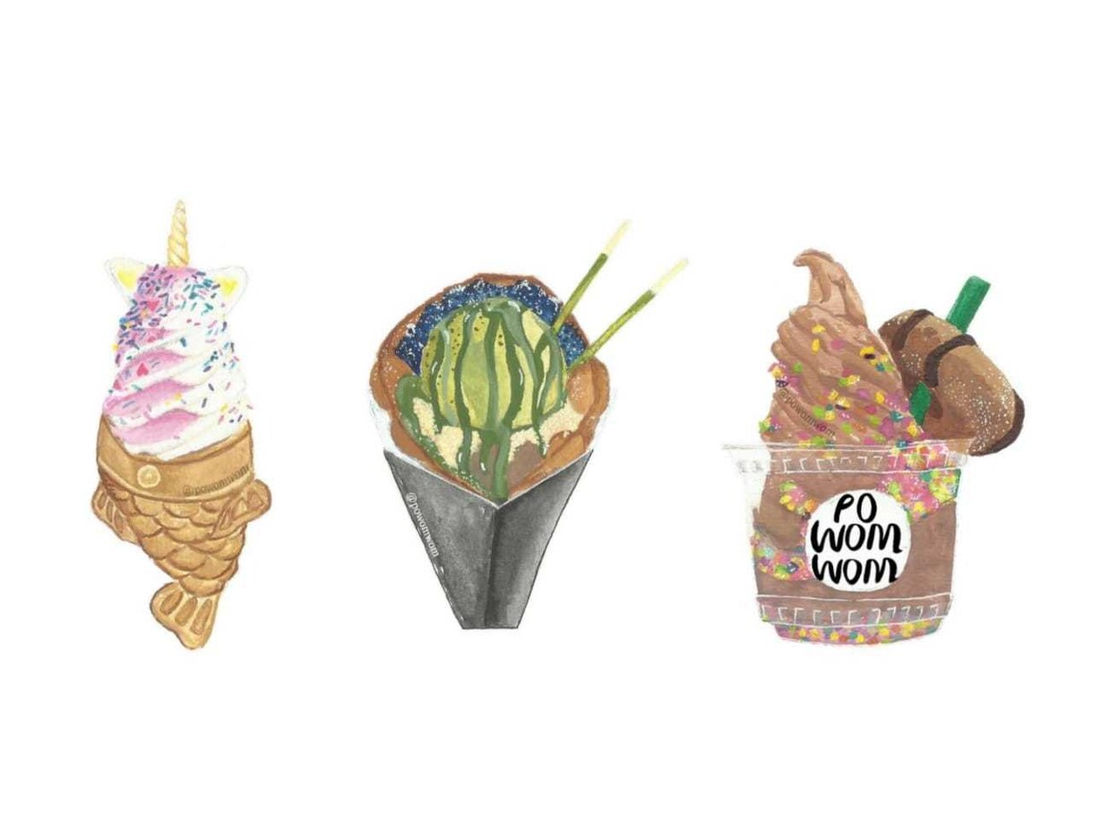 食べ物水彩でイラスト描きます メニューでオススメデザート　飲み物　OK イメージ1