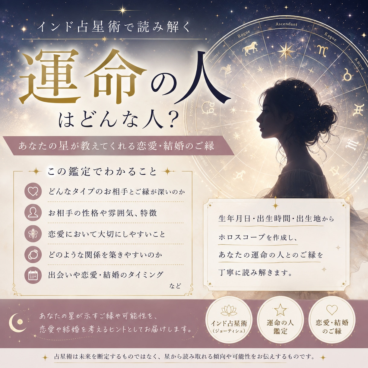 占星術で結婚のご縁を鑑定ます 「どんな人とご縁がある？」星からご縁を読み解きます。 イメージ1