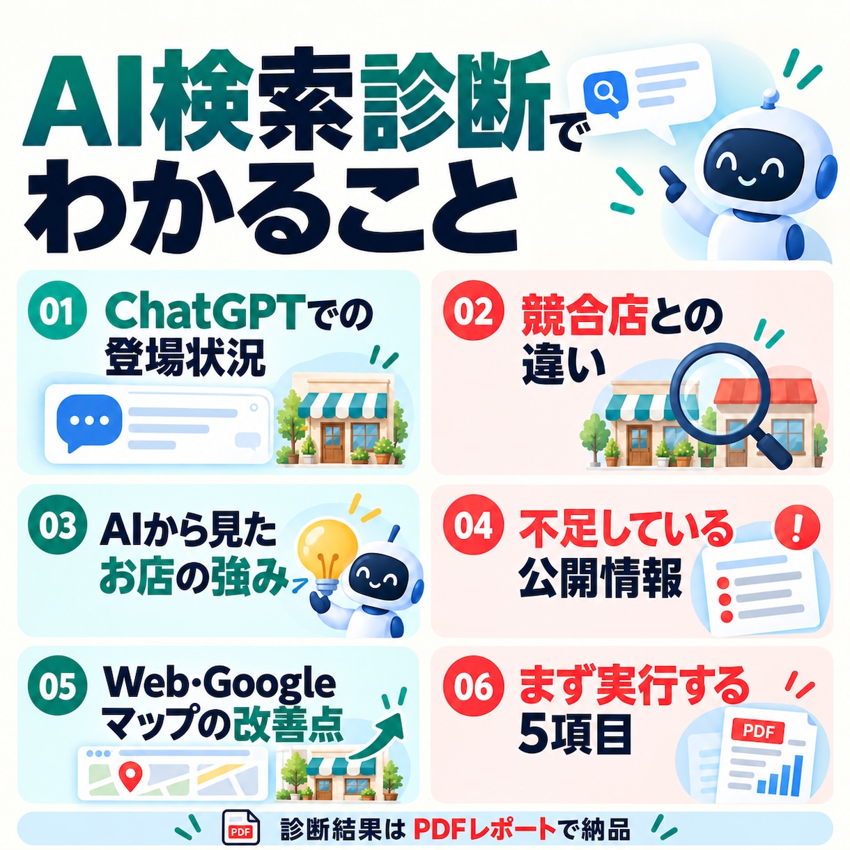 ChatGPTでお店の見え方を診断します AI検索の現状・競合との差・改善策をレポート イメージ2