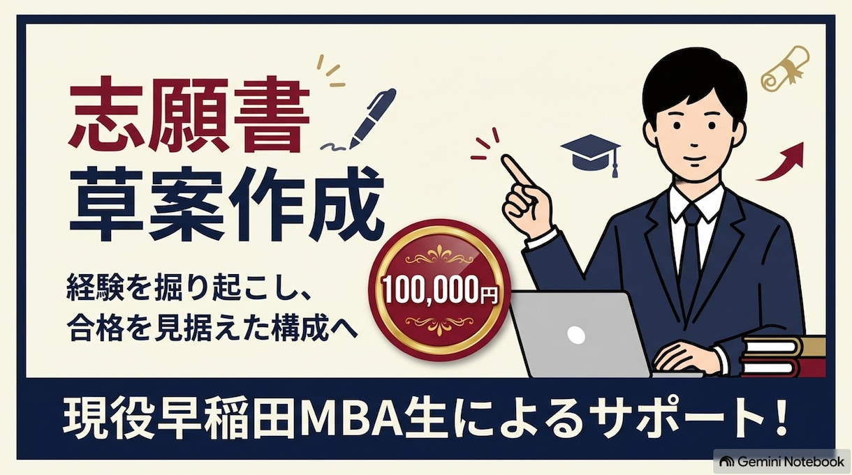 MBA出願書類の草案を作成します 現役早稲田MBA生が経験を掘り起こし、合格を見据えた構成へ！ イメージ1