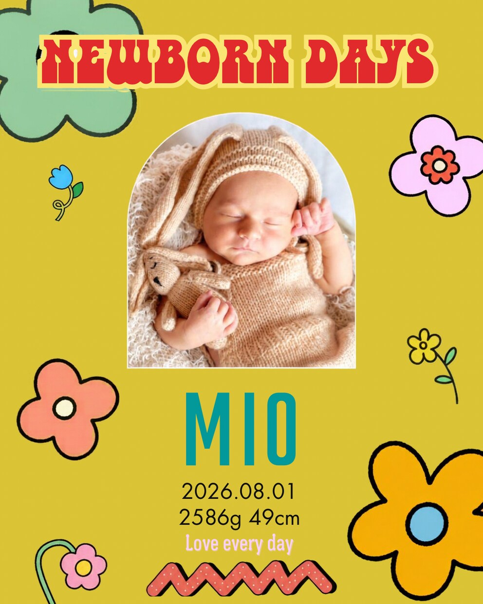 お名前入り記念日フォトデザインつくります 【レトロポップ】お誕生日、記念日に◎ 最短3日でお届け イメージ3