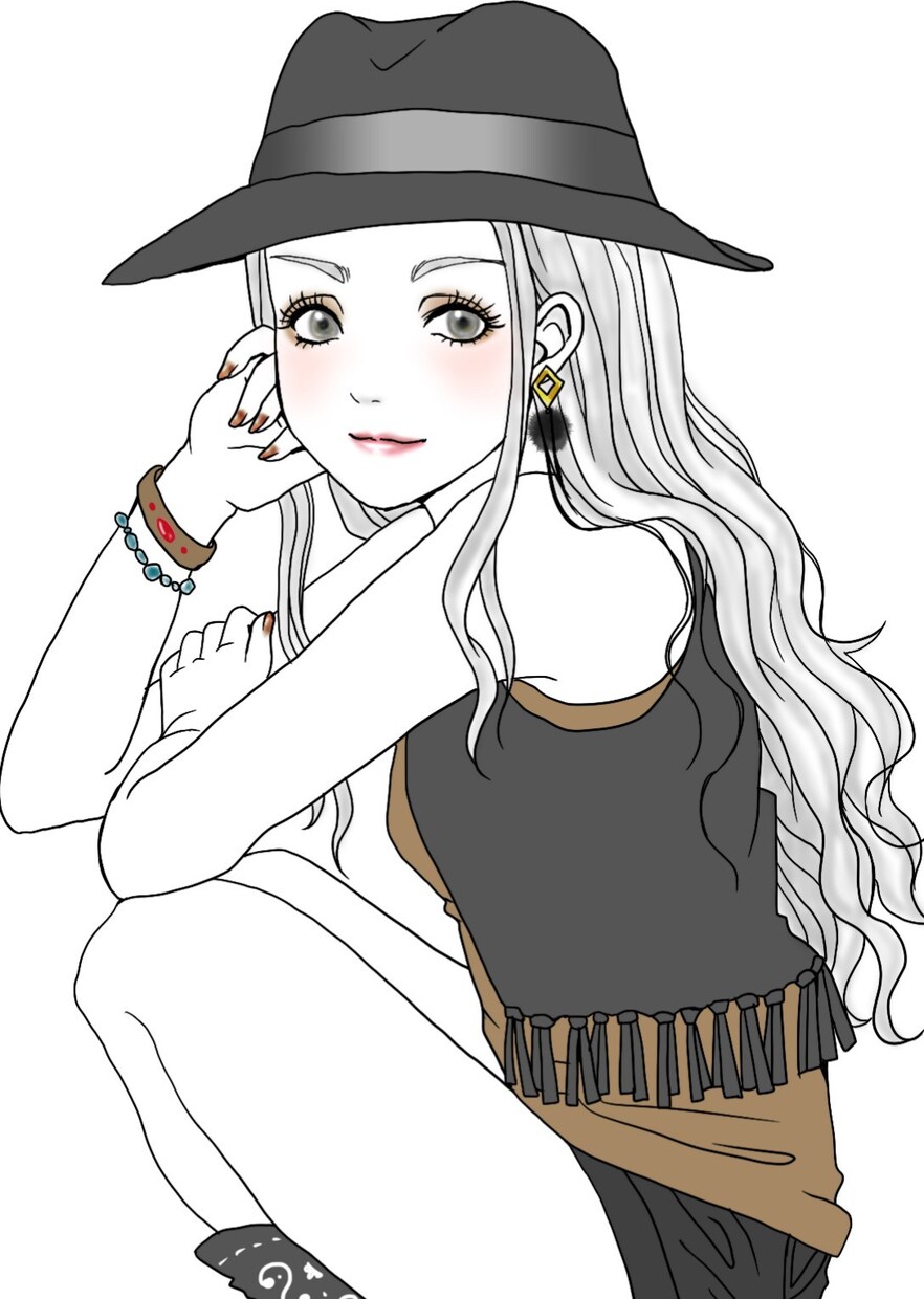 早めの仕上がり☆モノクロ！モダン美人画描きます ～落ち着いた大人かわいいイラスト描かせていただきます～ イメージ1