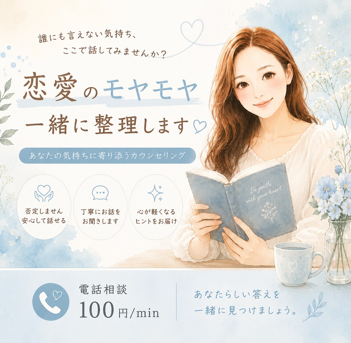 恋愛のモヤモヤを一緒に整理します 「誰かに話したい」そんな気持ちを、一緒に整理しませんか？ イメージ1