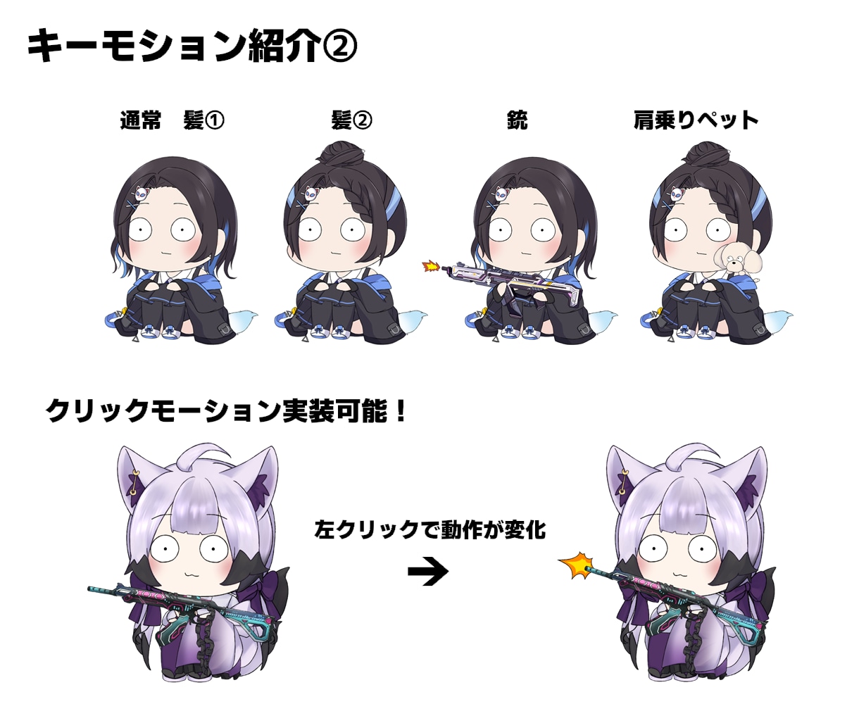 ミニキャラ版！Live2Dモデル作成致します 新衣装とは違うアプローチに、ミニキャラモデルはいかがですか？ イメージ6