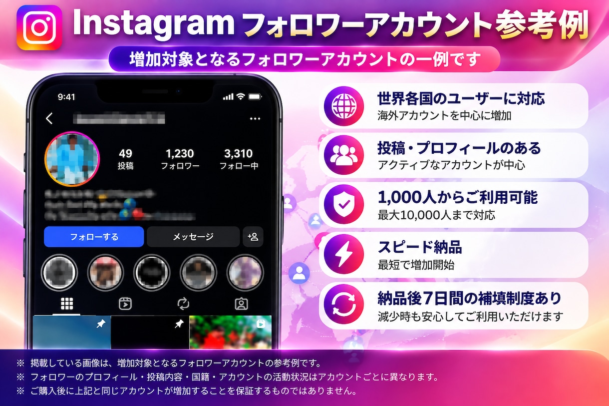 インスタの外国人フォロワーを1000人増やします 【先着100名様限定】特別価格でご提供中！ イメージ3