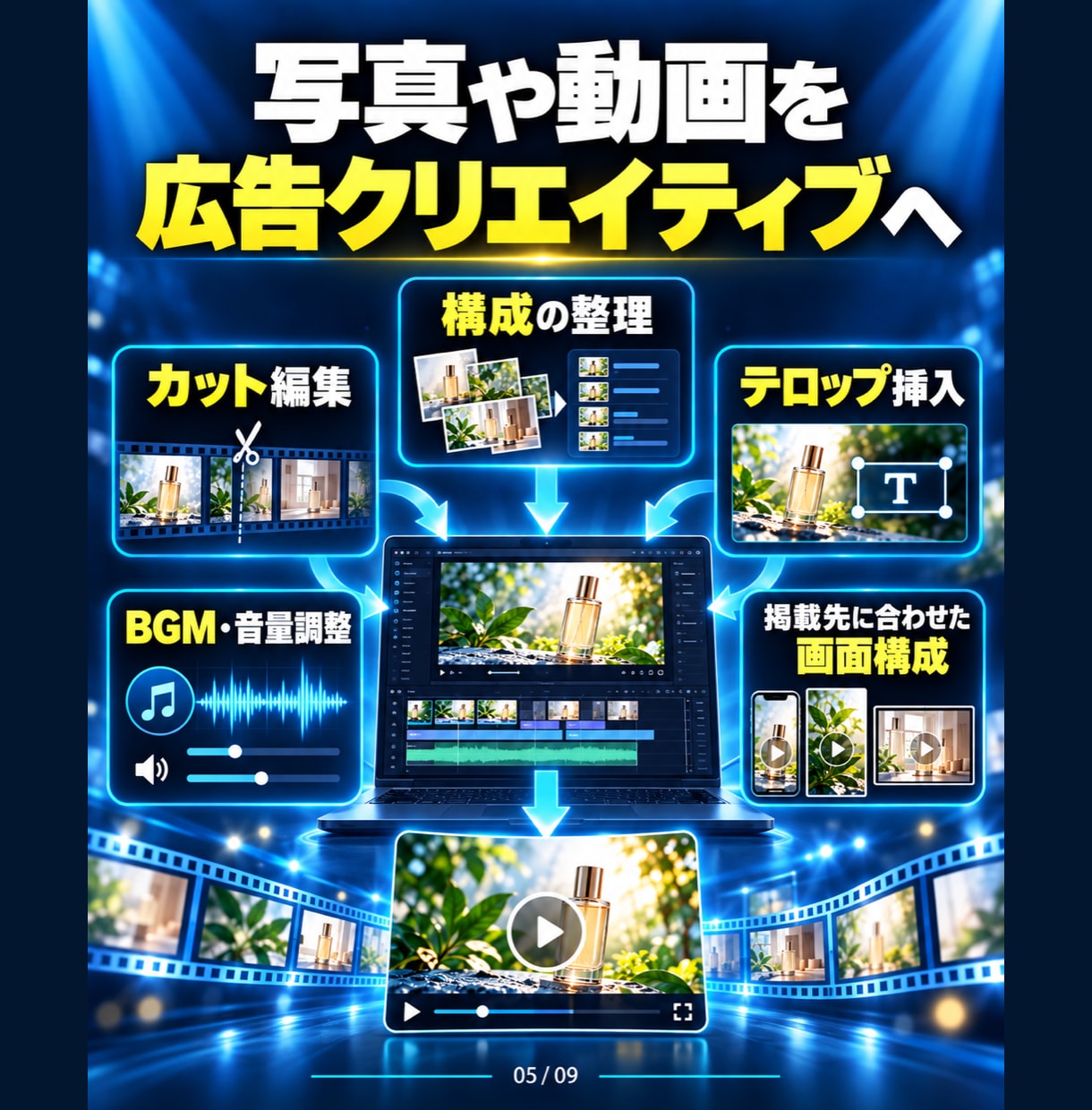 商品の魅力が伝わる広告動画を制作します 伝えたい魅力を整理し、短い動画で分かりやすく イメージ5