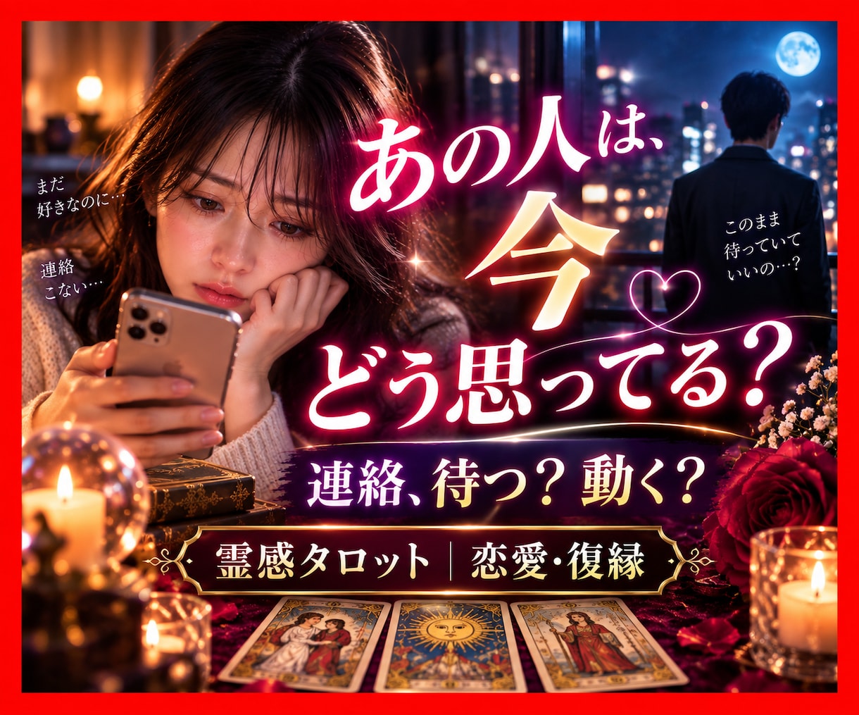 恋愛・復縁〜あの人の本音を霊感タロットで占います 連絡の時期と今すべき行動まで具体的にお伝えします イメージ1