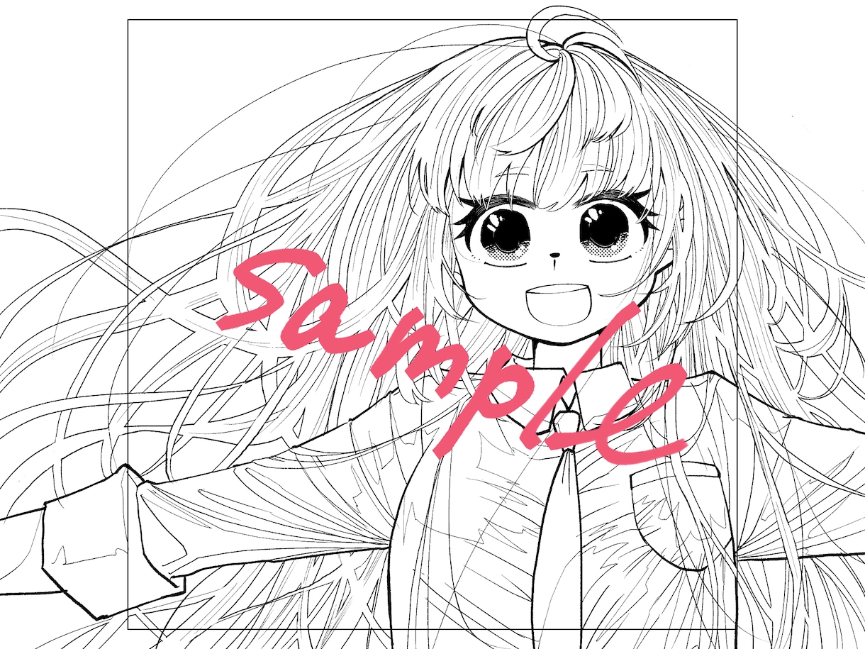 モノクロで綺麗な髪のキャラを描きます 線にはこだわりがあります！モノクロの強みを活かします イメージ2