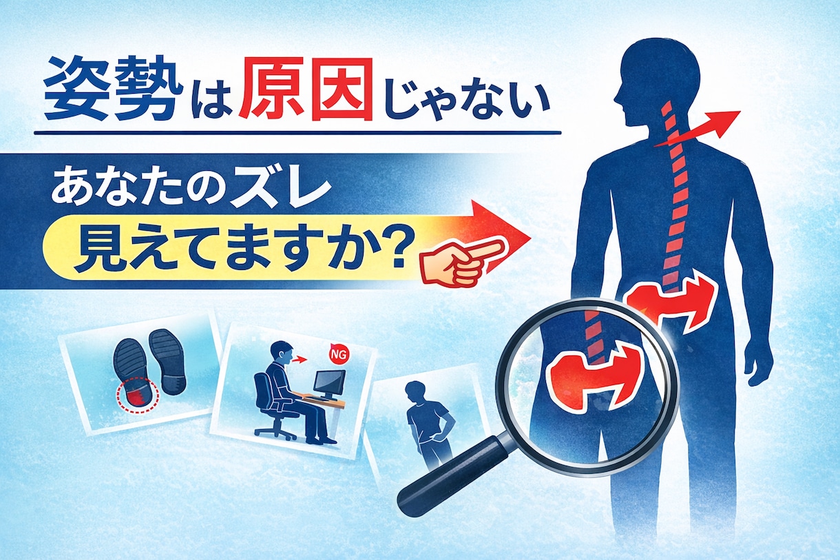 姿勢は原因じゃない｜体のズレ分析します 写真1枚で不調の原因を見える化 イメージ1