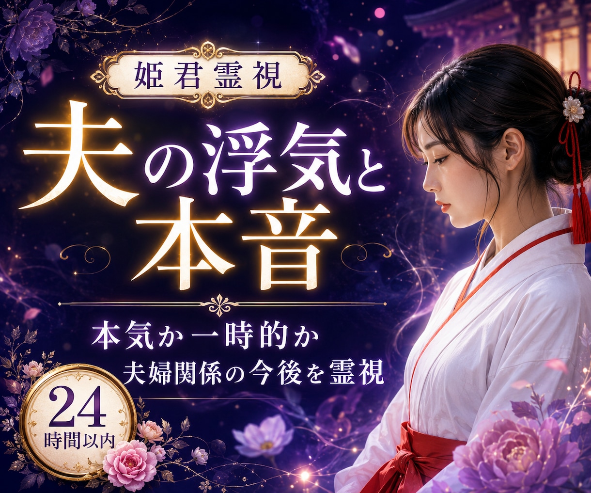 夫の浮気と本音を霊視します 本気か一時的か、夫婦関係の今後を読み解きます イメージ1