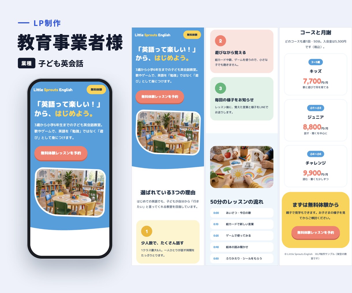 質問に答えるだけ｜1ページのLPを作成します 原稿なしでOK｜文章づくりから構成・デザインまで イメージ5