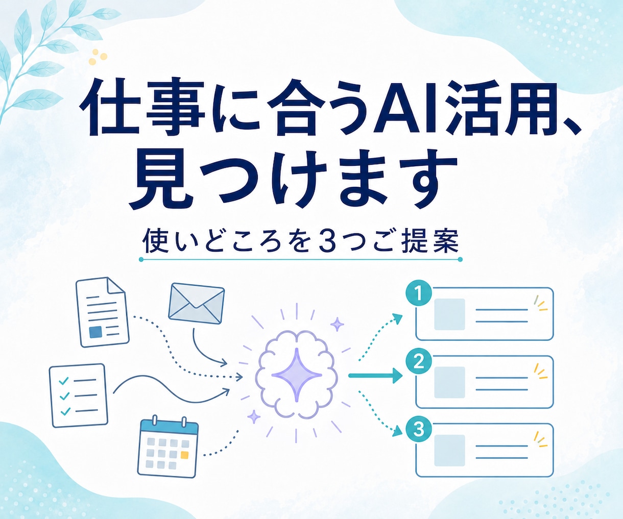 小さな会社のAI活用ポイントを見つけます あなたの業務に合うAI活用法を3つご提案 イメージ1