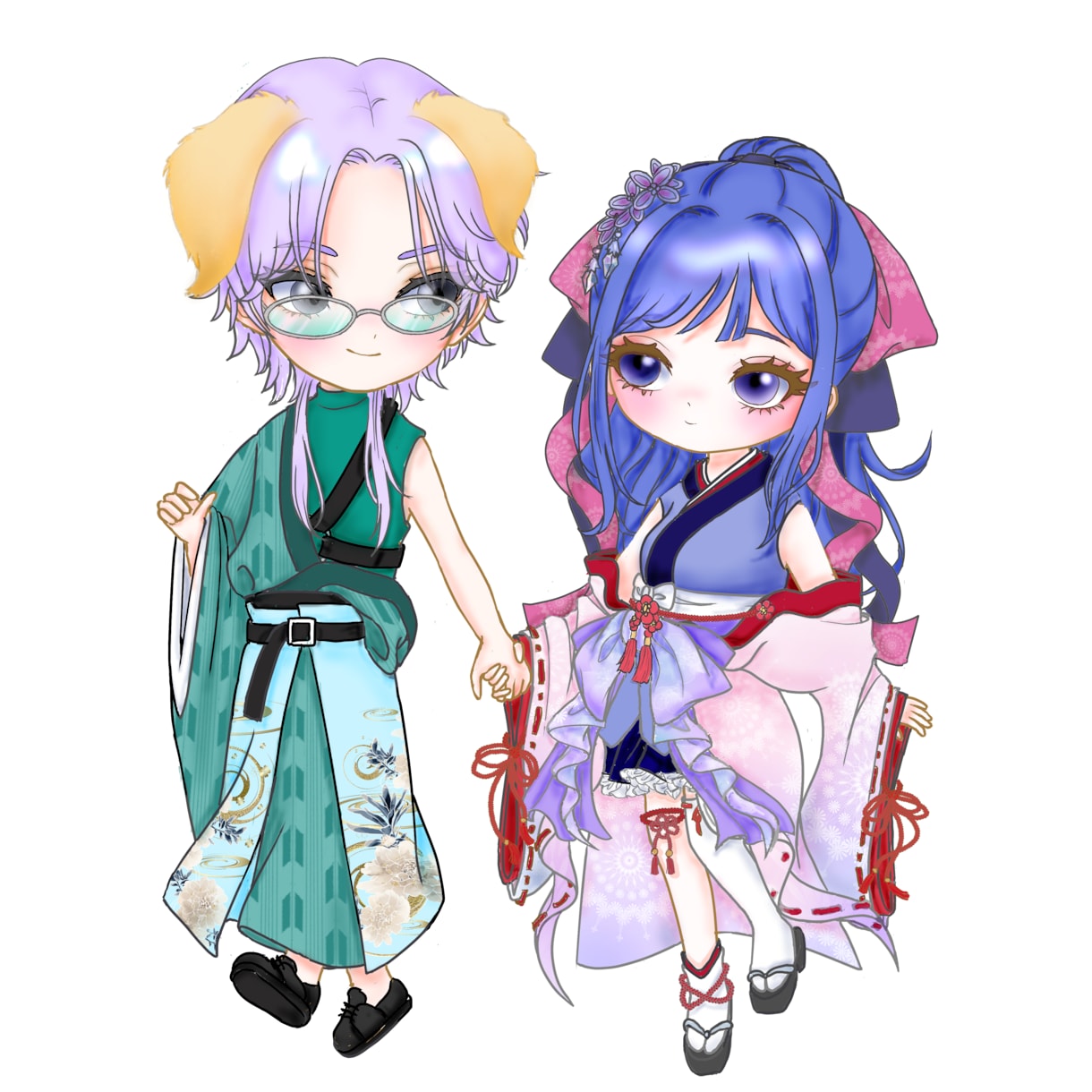 カップルやお友達同士のかわいいペア画を作成します ミニキャラでも等身でも描けますので、お気軽にご相談ください！ イメージ5