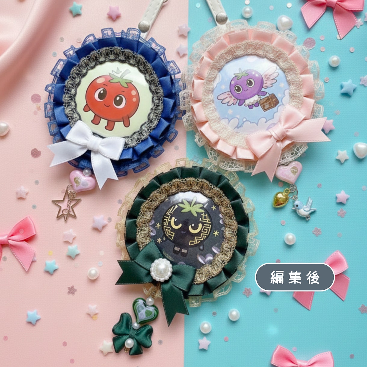 推し活グッズの画像差し替え・編集【3枚】対応します ロゼット用画像・ぬい服のぬいぐるみを自然に差し替えます イメージ3