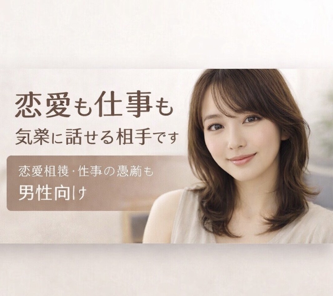恋愛・仕事の愚痴OK｜男性の雑談相手になります 恋愛も仕事も、気楽に話せる相手です イメージ1