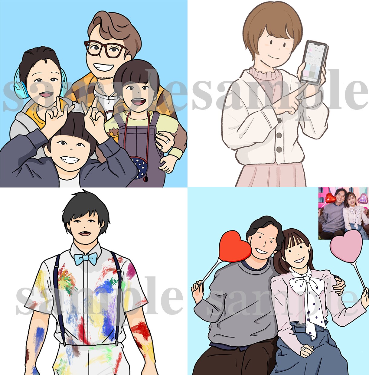 商用可◎写真を元におしゃれなイラスト描きます 家族写真や思い出の一枚をアイコンやプレゼントに！ イメージ5