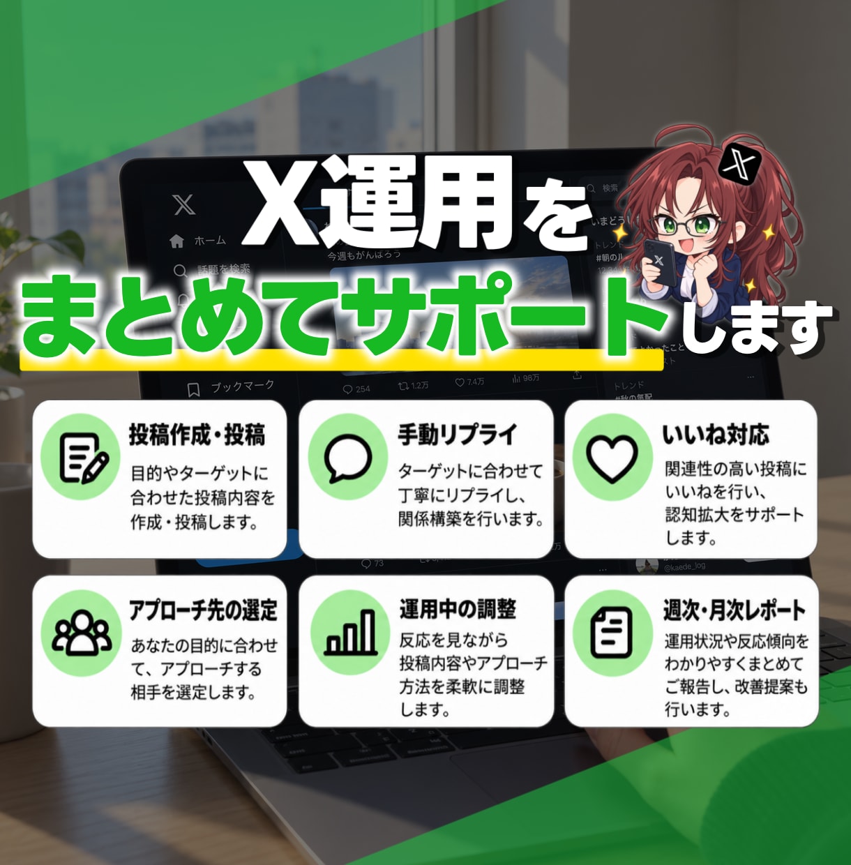 総フォロワー15万人を伸ばしたプロがX運用します X運用に追われる毎日から、本業に集中できる毎日へ！ イメージ4