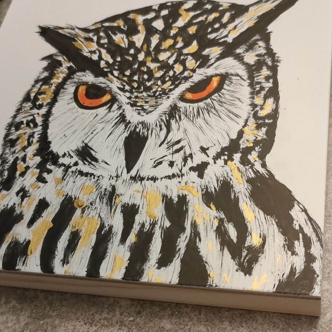 インテリアにいかがですか？フクロウの墨絵、描きます 猛禽類大好きで数年前から趣味で描いてます！ イメージ5