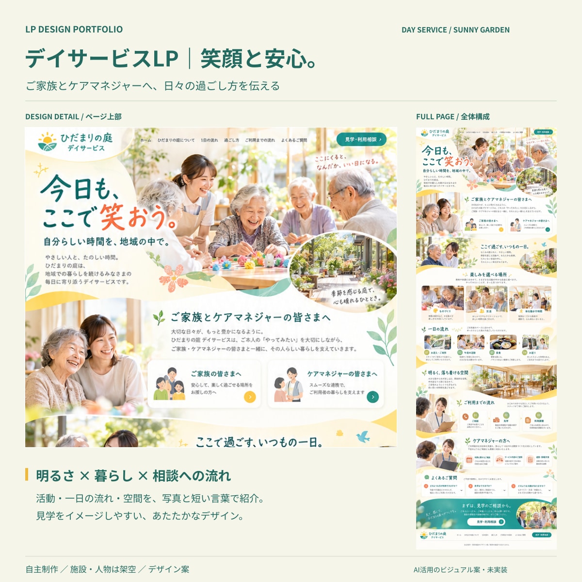 お店・施設の魅力が伝わるLPを制作します 美容室・接骨院・介護施設など、世界観から丁寧にデザイン イメージ4
