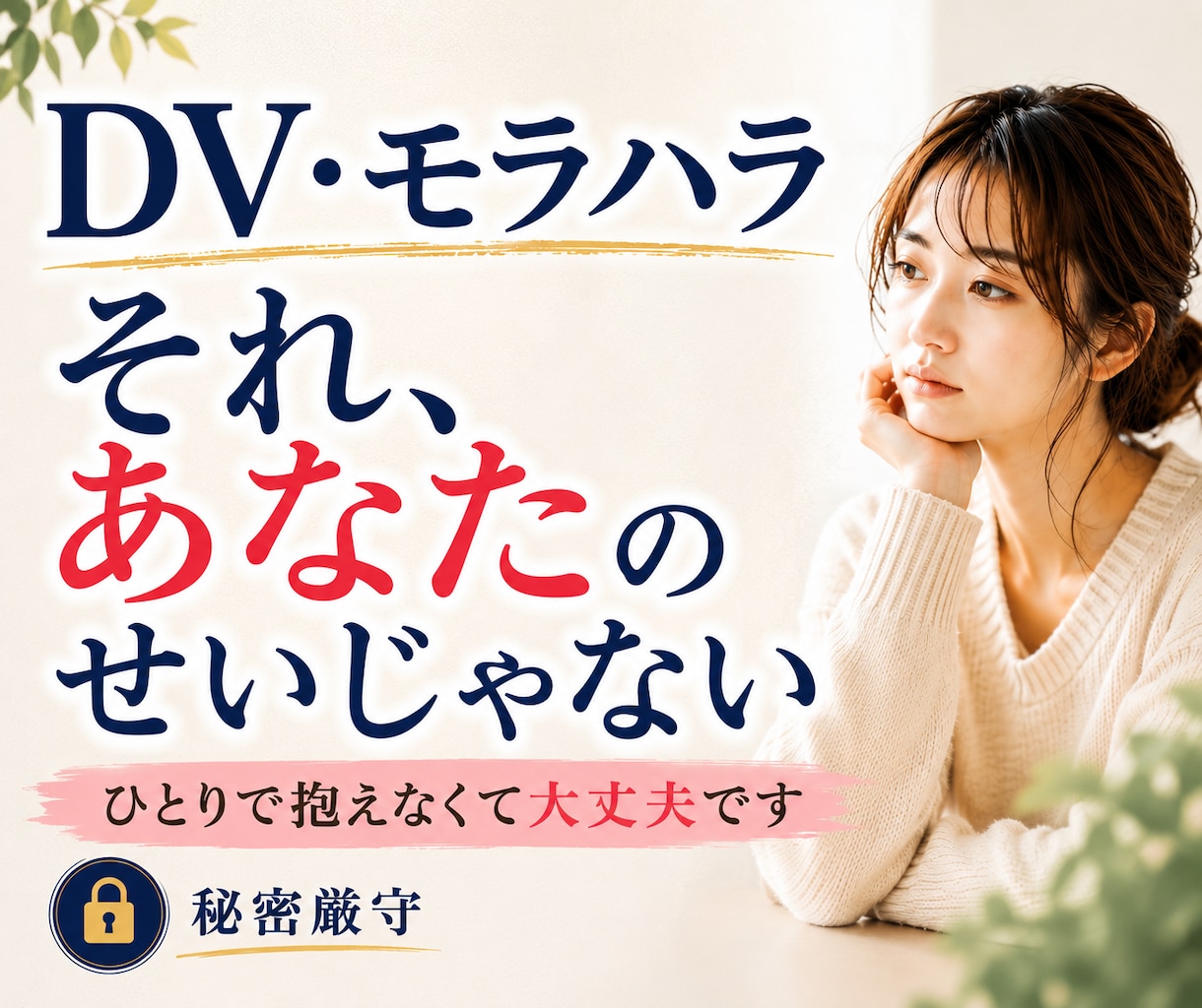 モラハラやDV/経験者の私がその気持ち受け止めます 離婚すべきか我慢するか/身近な人には言えない夫婦問題聴きます イメージ1