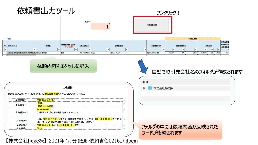 業務依頼書作成における入力ミス軽減&時短できます これで毎月依頼書送付時のお悩み解決！ イメージ1