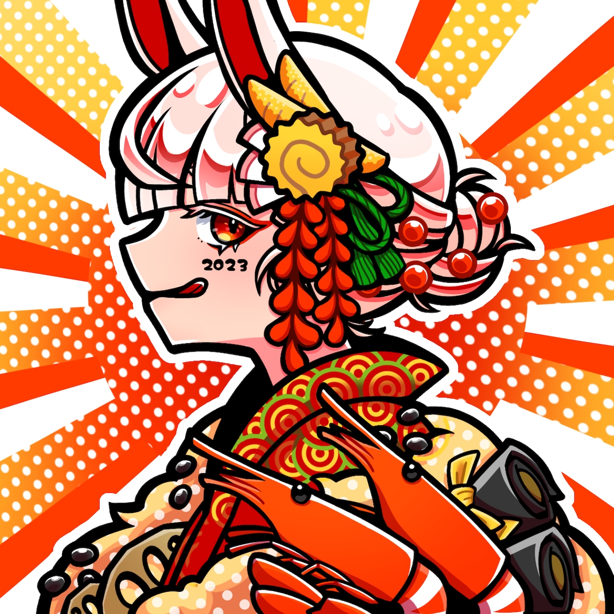 横顔専門！ポップで映えるSNSアイコン描きます お好きな小物×エモい横顔を一画面に詰め込んだアイコンです！ イメージ7