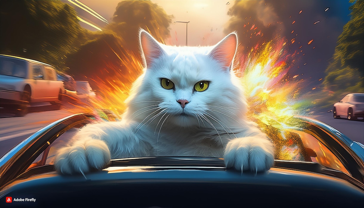 画像を売ります 暴走ねこがハイウェイを車でぶっ飛ばす画像。 イメージ3