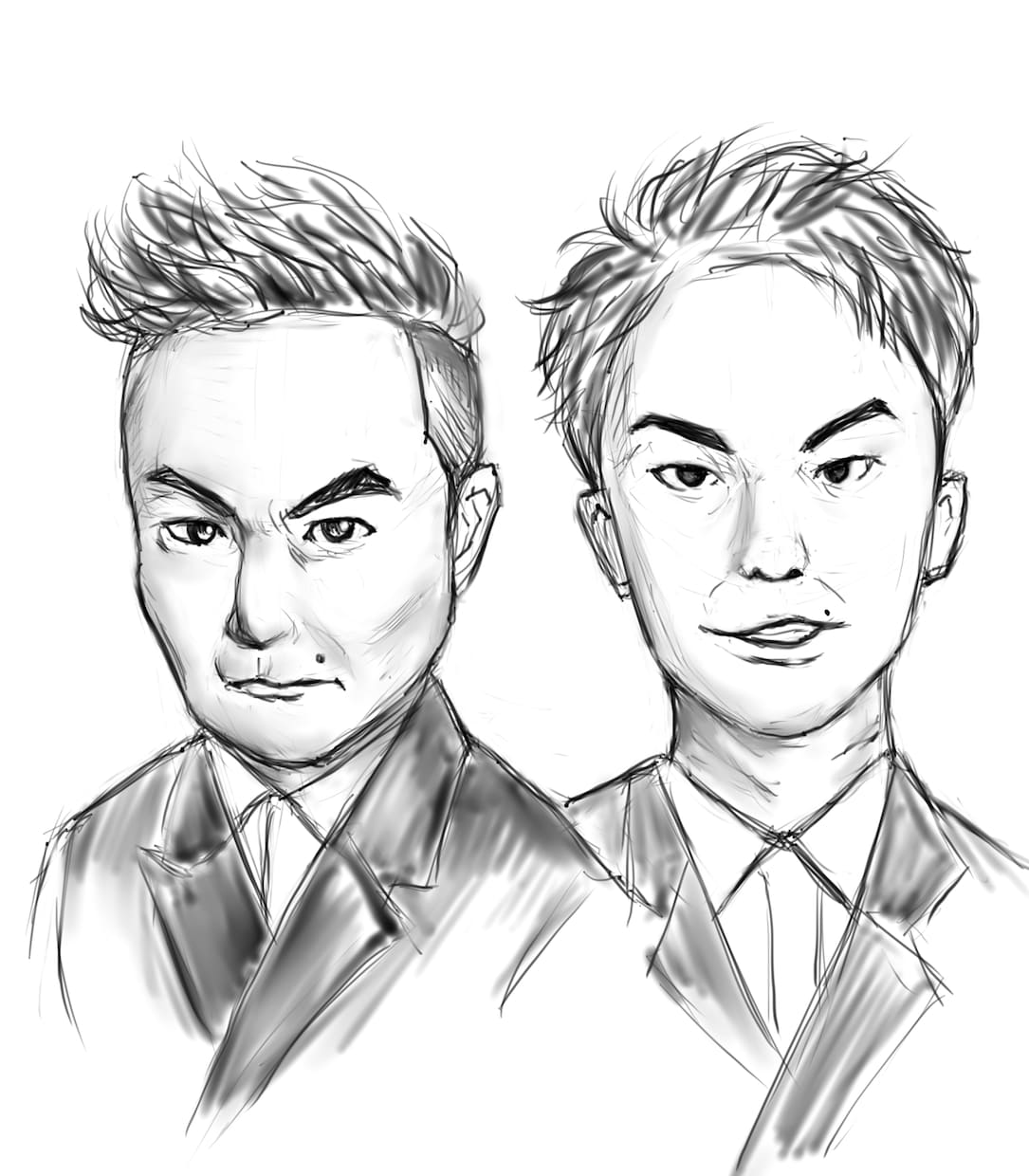 モノクロのリアル調の似顔絵作成します 誕生日や記念日の贈り物、SNSのアイコンとしてご利用ください イメージ2