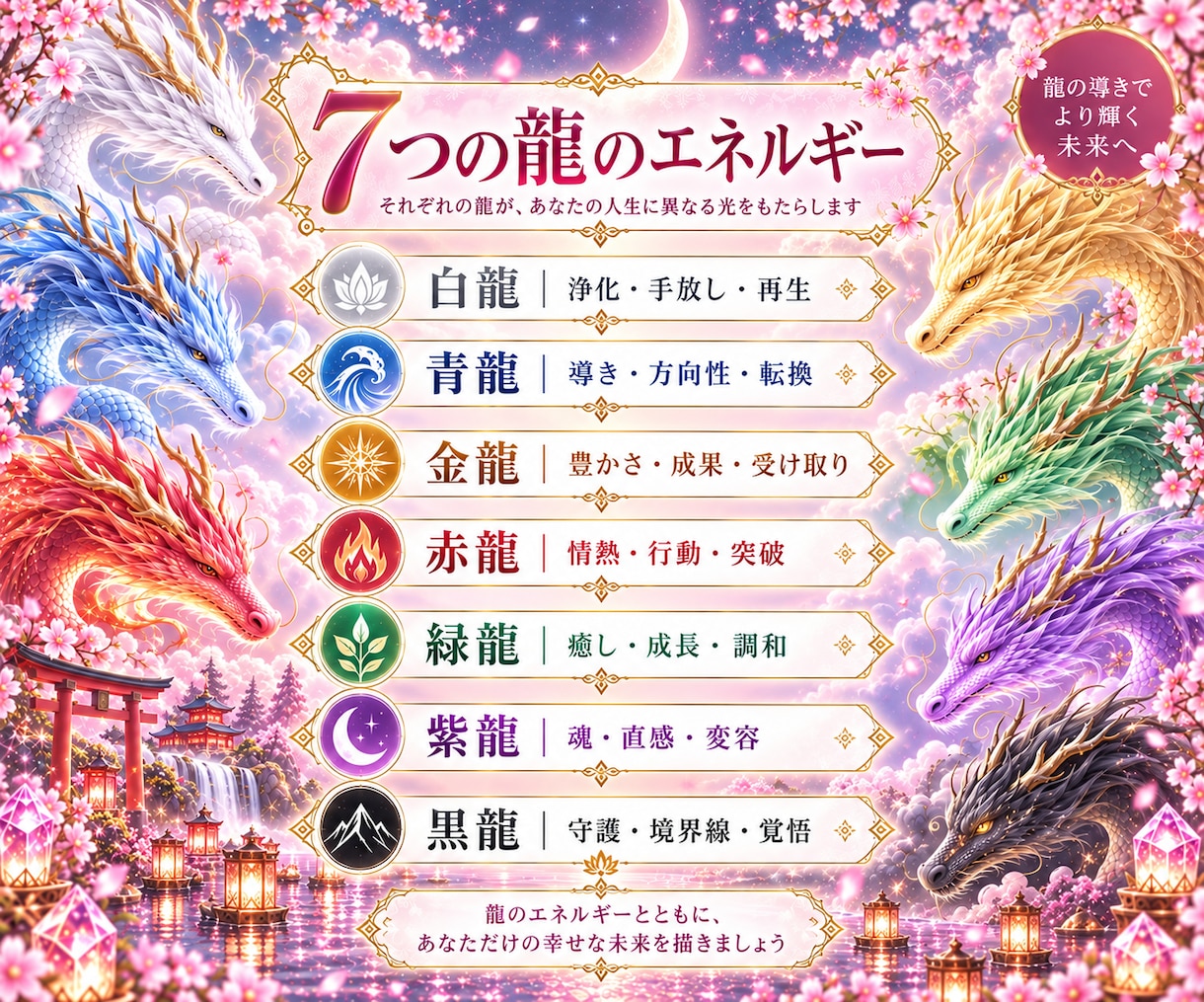 龍神様から今必要なメッセージと未来をお伝えします 7龍×7テーマで恋愛・仕事・人生の流れを読み解きます イメージ4