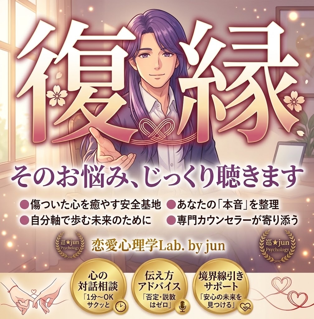 復縁したい方のお話聞きます やり直したい本音に寄り添う相手心理を紐解く復縁カウンセリング イメージ1
