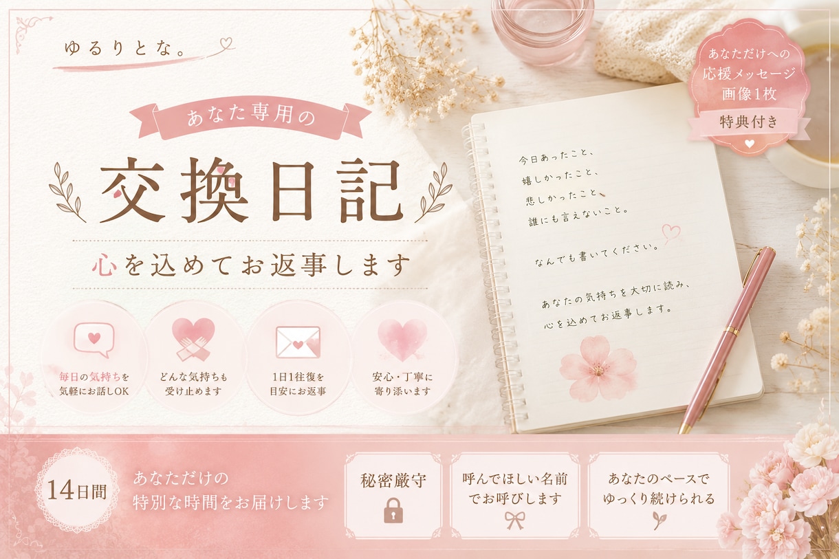 あなた専用の交換日記、心を込めてお返事します 7日間、あなた専用の交換日記を始めませんか イメージ1