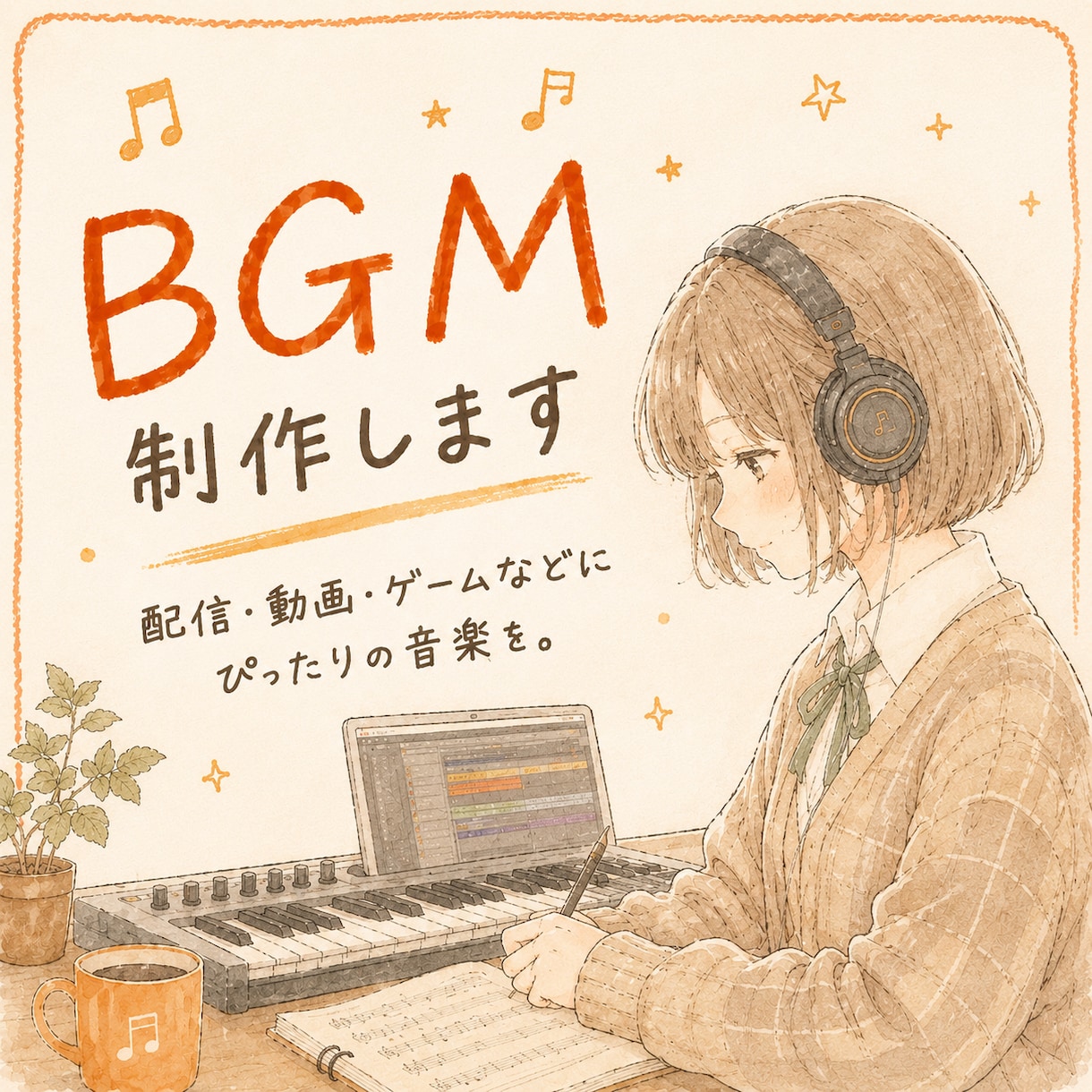 配信や動画用のBGMを制作します 基本料金6,000円/2分以内 イメージ1