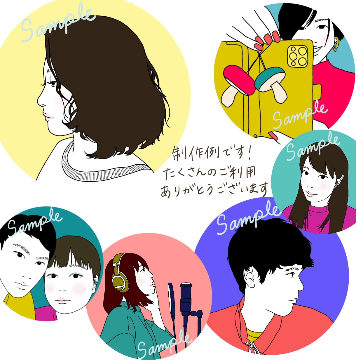 インパクト大★似顔絵イラストスピード納品します パッと目を引くお洒落配色！SNS、名刺に◎印象的線画アイコン イメージ10