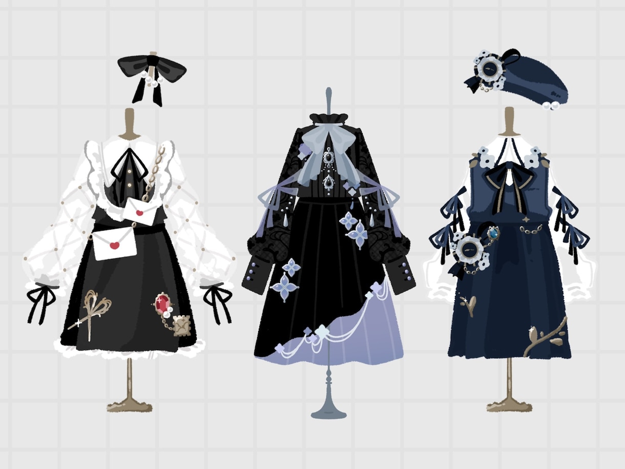 グッズ利用可！貴方の衣装のイラストを描きます 線画なしのふわっとしたテイストでお洋服のイラストを描きます イメージ1