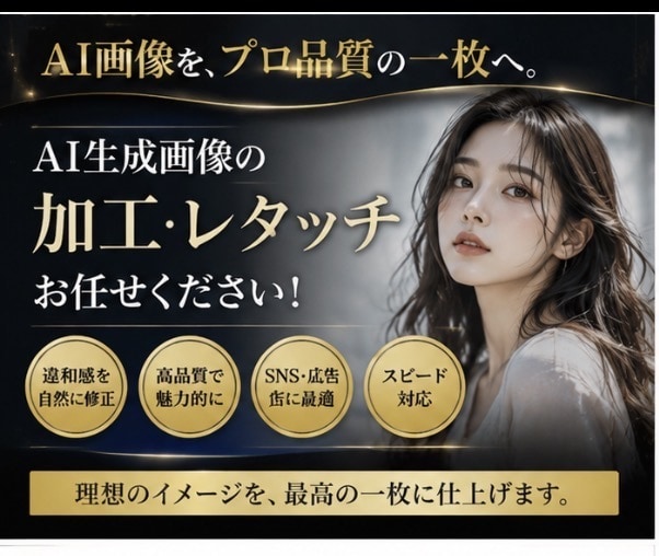 AI生成画像を高品質に加工・レタッチします AI画像を、もっと自然に、もっと美しく イメージ1