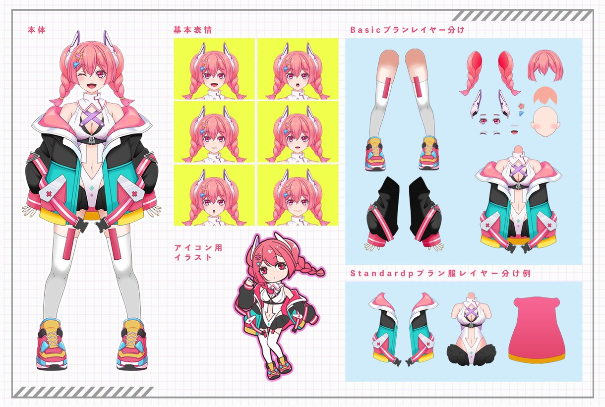 Live2d用パーツ分けイラスト描きます オーダーメイドのキャラクターでVtuberを始めたい方へ イメージ2