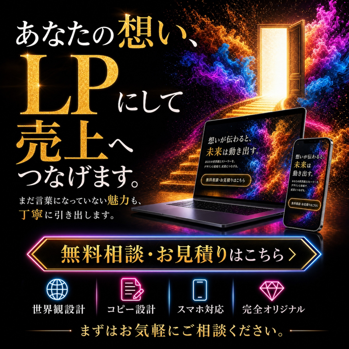 集客導線を設計する完全オリジナルLP制作ます テンプレ不使用｜ブランド価値を高める完全オリジナル設計 イメージ2