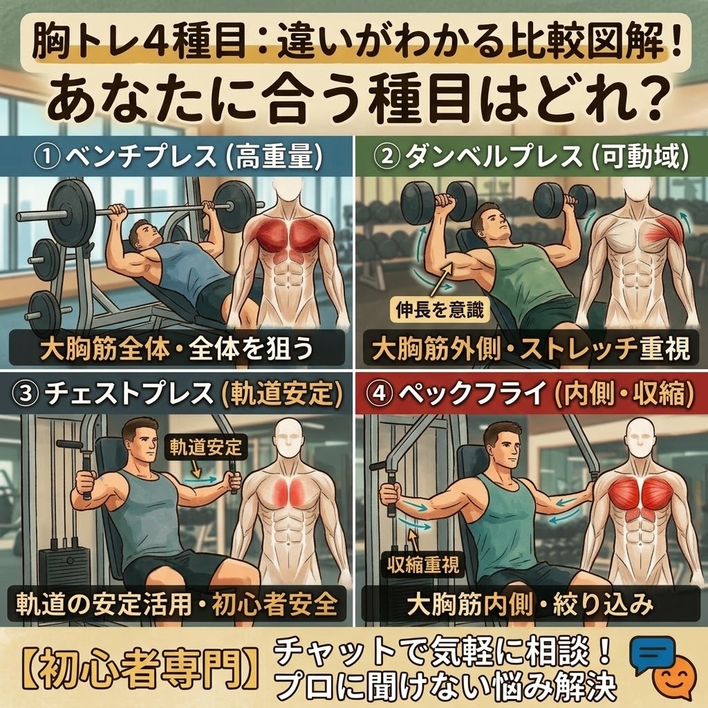 初心者専門筋トレと食事の悩みをチャット相談受けます ジム初心者歓迎！無理のない筋トレとローファット食事アドバイス イメージ1