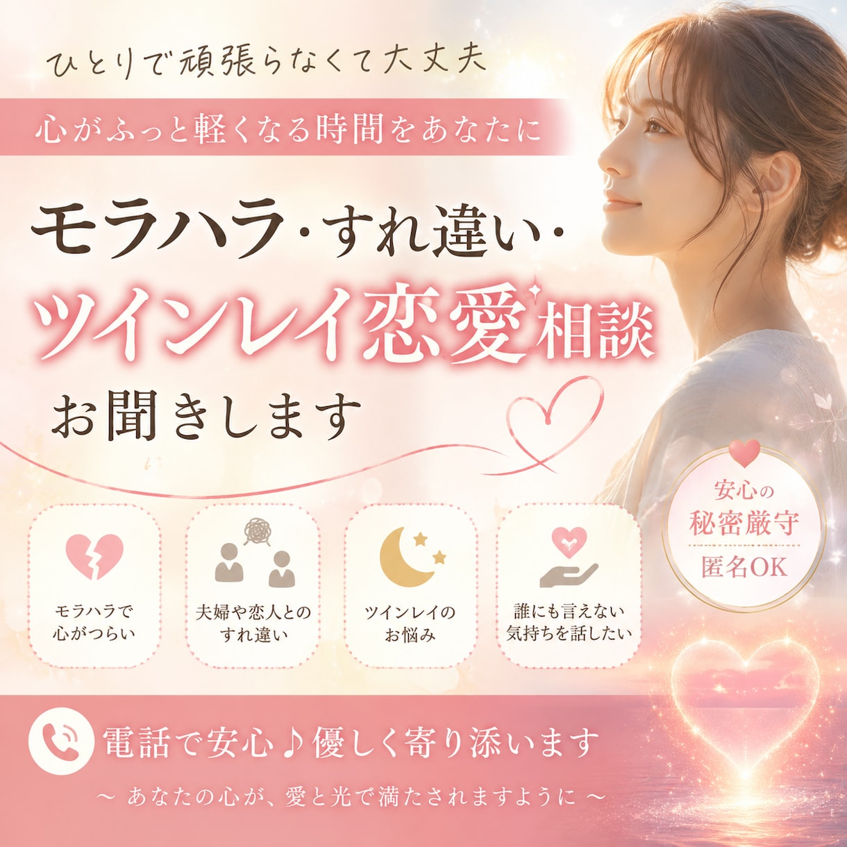 モラハラ・すれ違い・ツインレイ恋愛相談お聞きします 愚痴だけでも大丈夫。まとまっていない気持ちもそのままでOK イメージ1