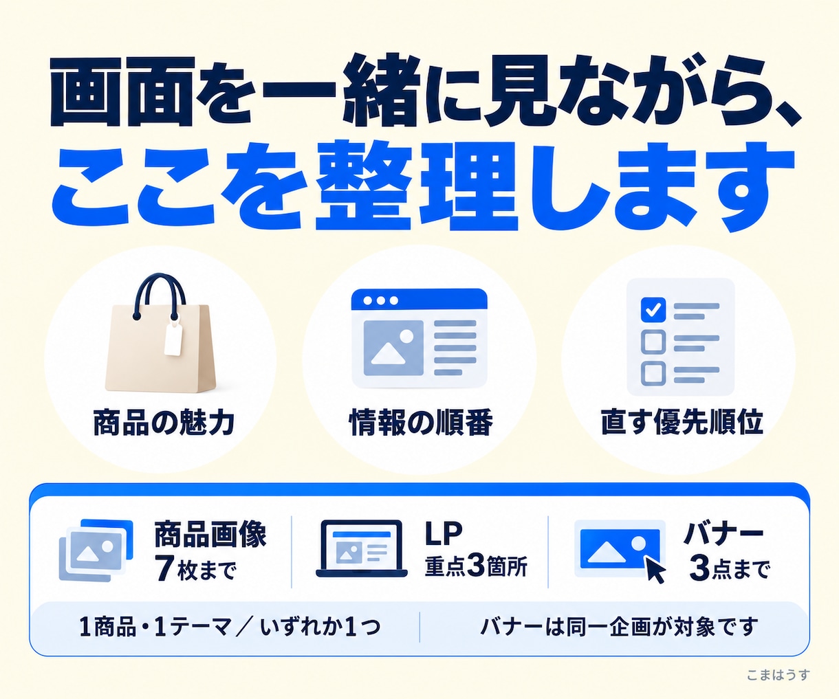 EC画像・LPの改善点と修正指示を整理します 外注への指示に迷う方へ。何をどう直すか決まる60分 イメージ3