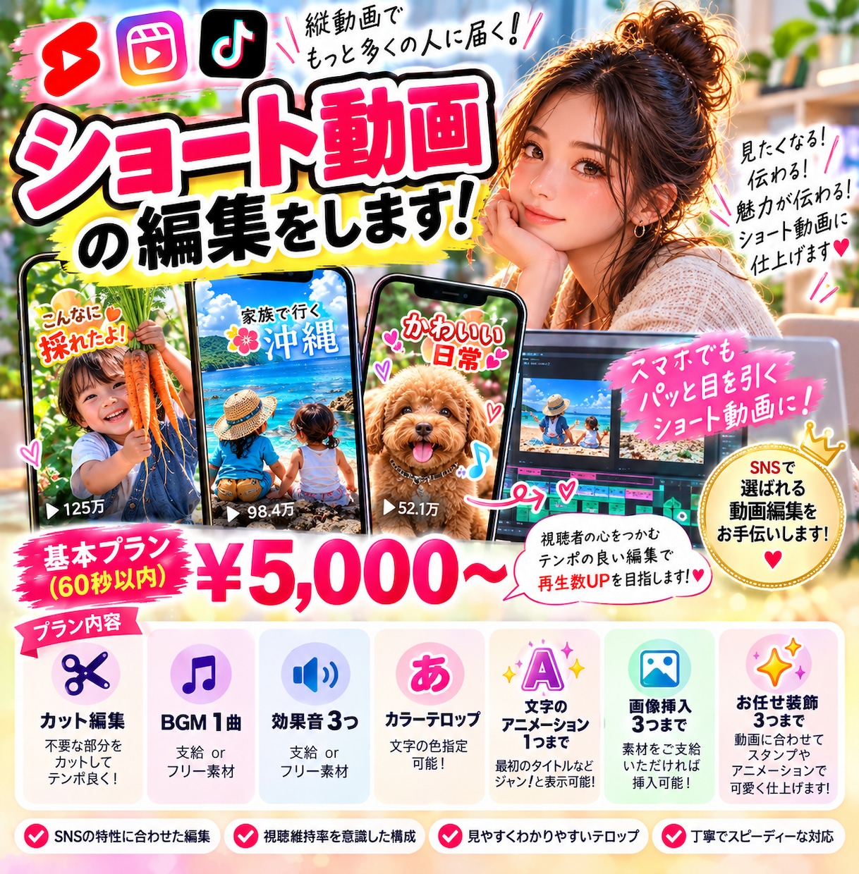 魅力的なショート動画の編集を致します 見たくなる！伝わる！魅力的なショート動画に仕上げます イメージ1