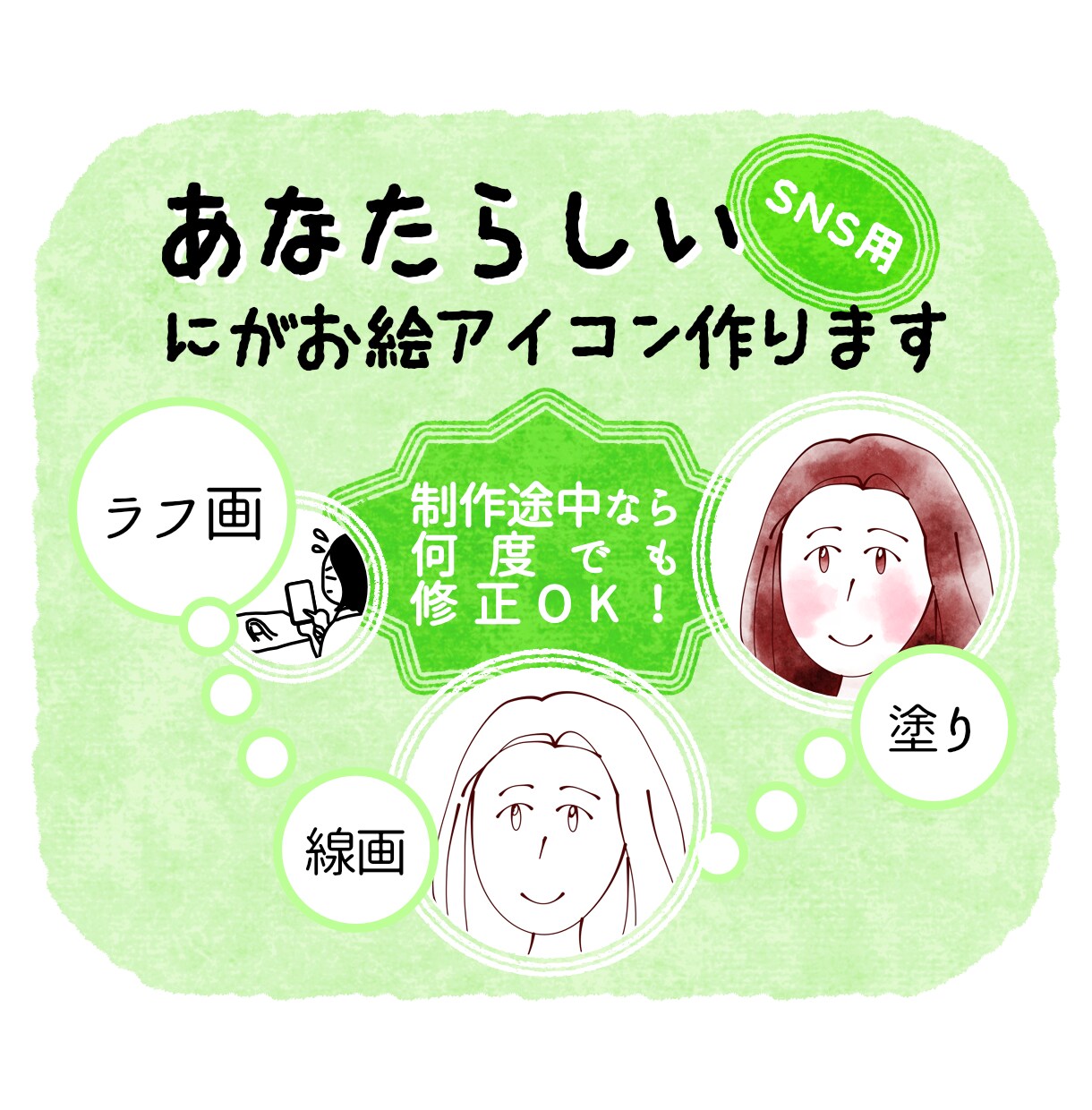 あなたのためのSNS用似顔絵描きます なんとなく似ている似顔絵で自己表現を楽にしませんか？ イメージ2