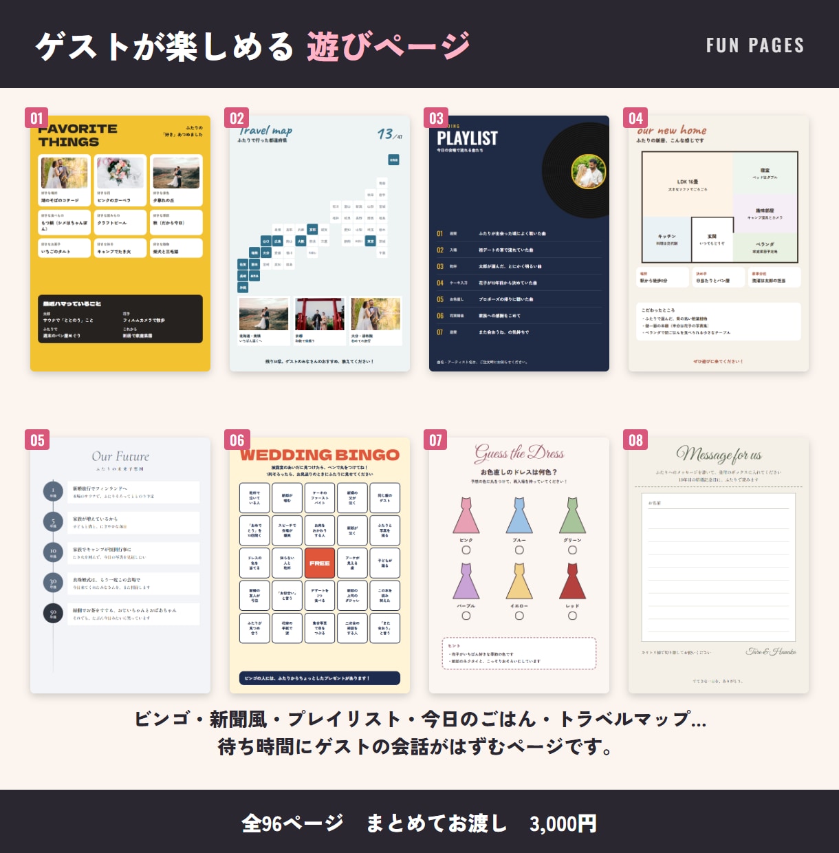 全96ページ納品｜結婚式プロフィールブック作れます Canvaで編集◎和風・雑誌風・縦書きも｜ガイド付き イメージ7