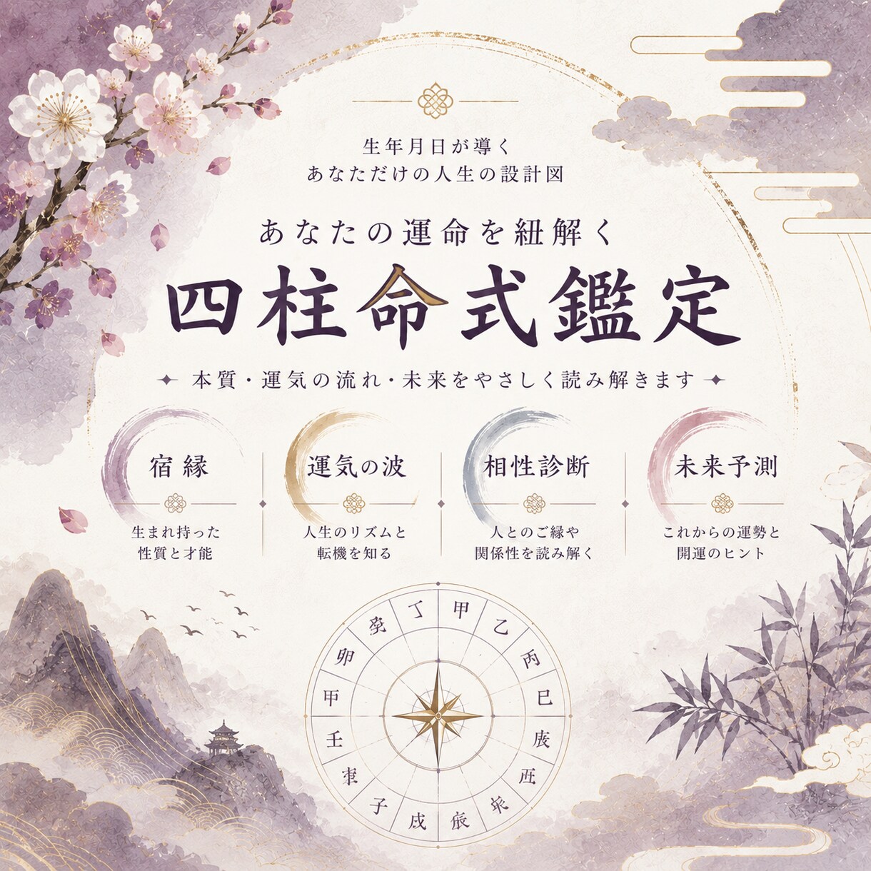 二人の相性・宿命を四柱推命で詳しく鑑定します 生まれ持ったご縁と恋の相性を丁寧に読み解きます イメージ3