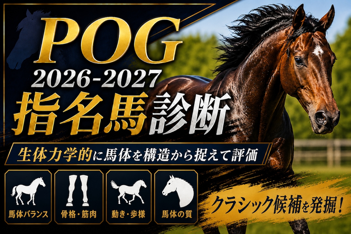 POG2026-27 指名馬選びをお手伝い致します セリ・クラブ馬の能力を生体力学的な観点で分析します。 イメージ1