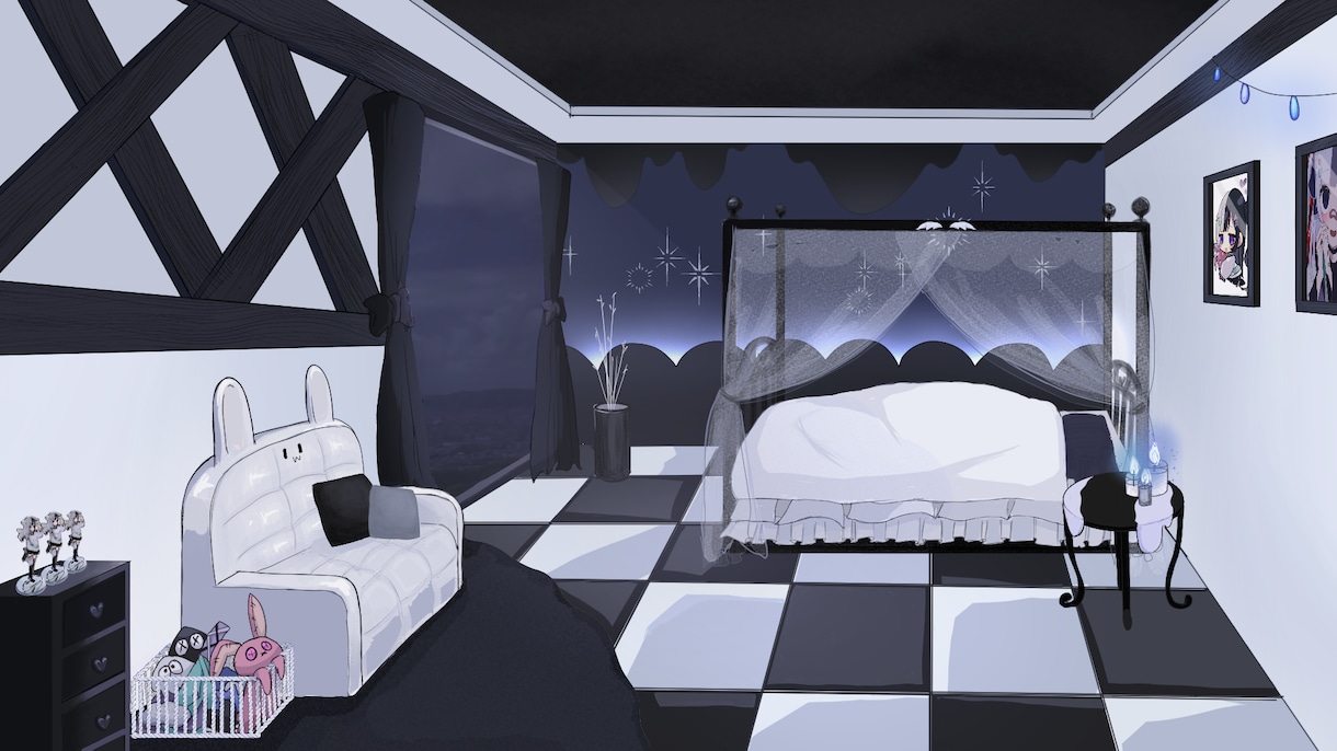 配信背景お描きします VTuber様の配信背景！ネームロゴやコメント欄作成も可能！ イメージ1